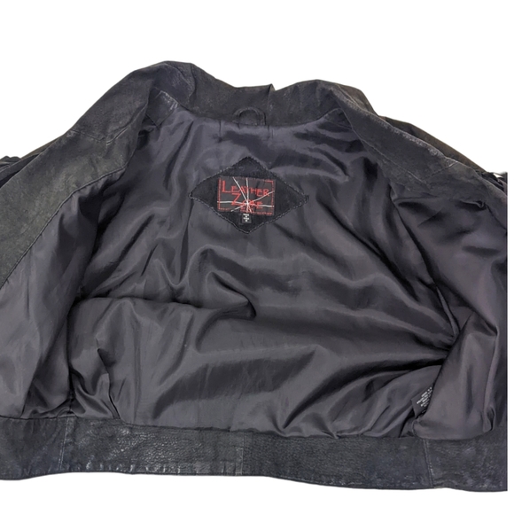 Vintage 80s Fringe Leather Jacket Western Womens Black Distressed - Picture 9 of 14